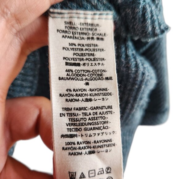 Free People Sweater Large Teal Green Blue Women's Mixed Media Top Boho Shirt - Picture 6 of 9